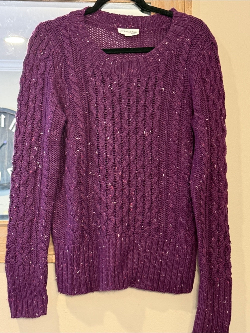 St. John's Bay Plum Cable Knit Crewneck Sweater